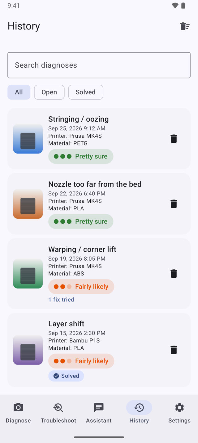 Diagnosis history